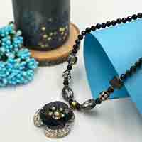 Black Frozen Blossom Necklace