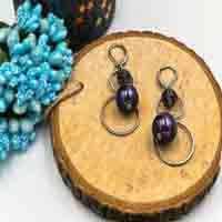 Purple Pearl Hanging Earrings